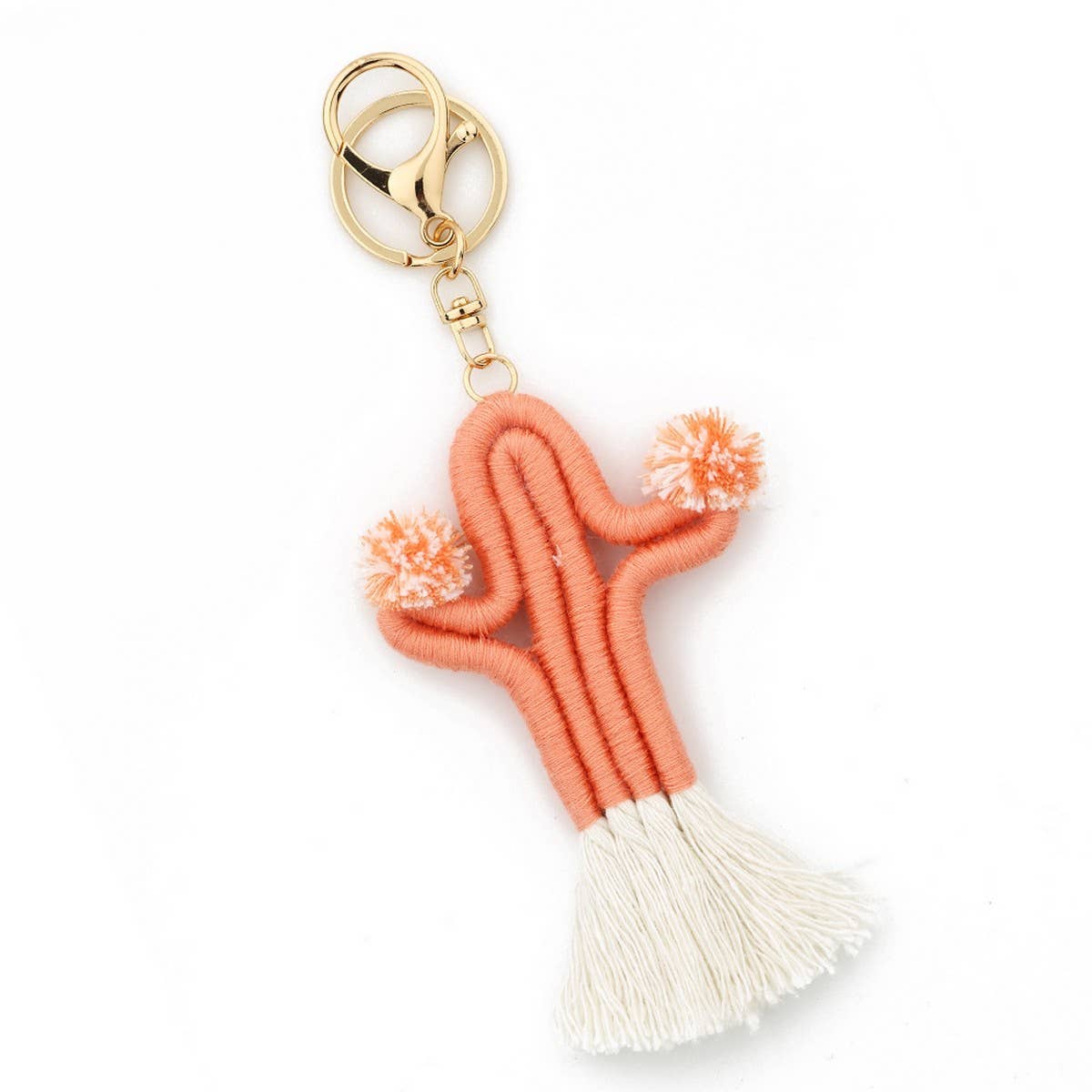 HANDMADE CACTUS KEYCHAIN COLORFUL COTTON ROPE_CWAB5025