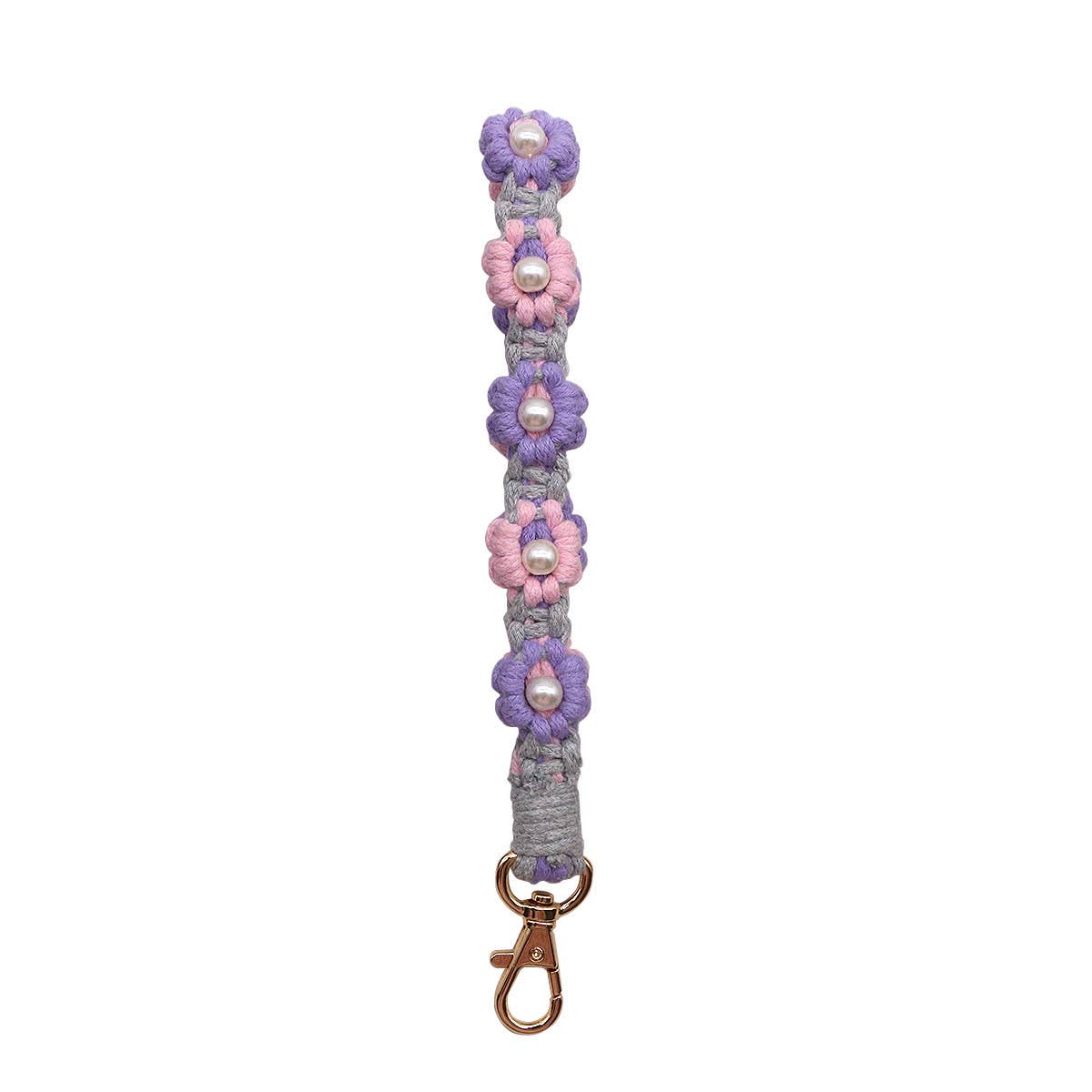 NEW PEARL FLOWER COTTON ROPE KEYCHAIN_CWMM1559