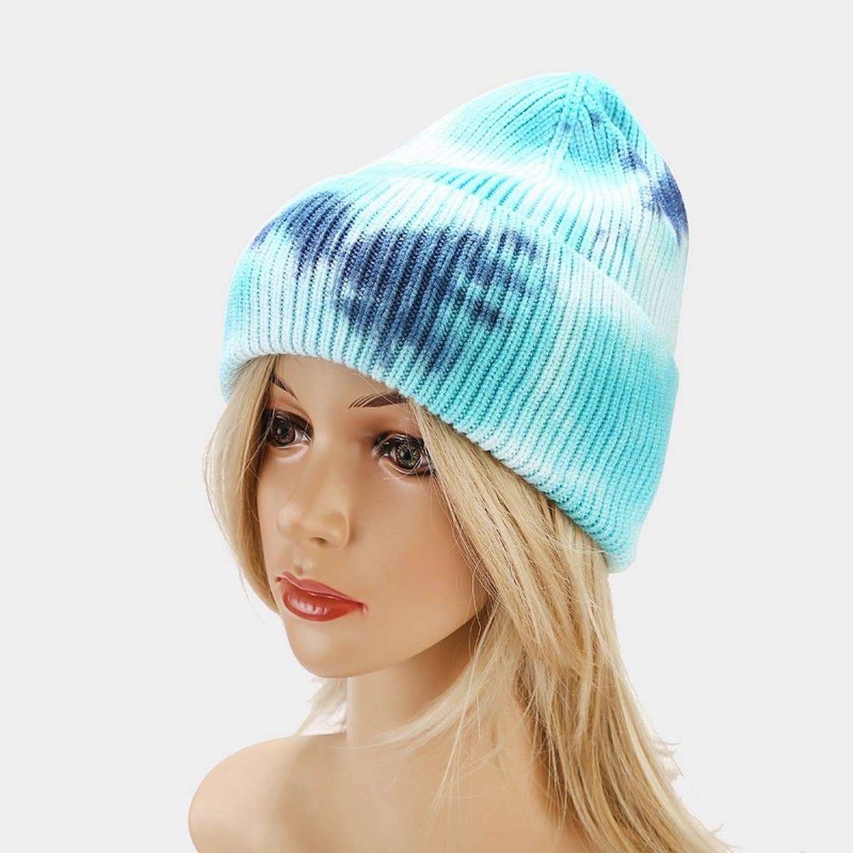 OUTDOOR WARM CURLED EDGE TIE DYE KNITTED HAT_CWAH1593