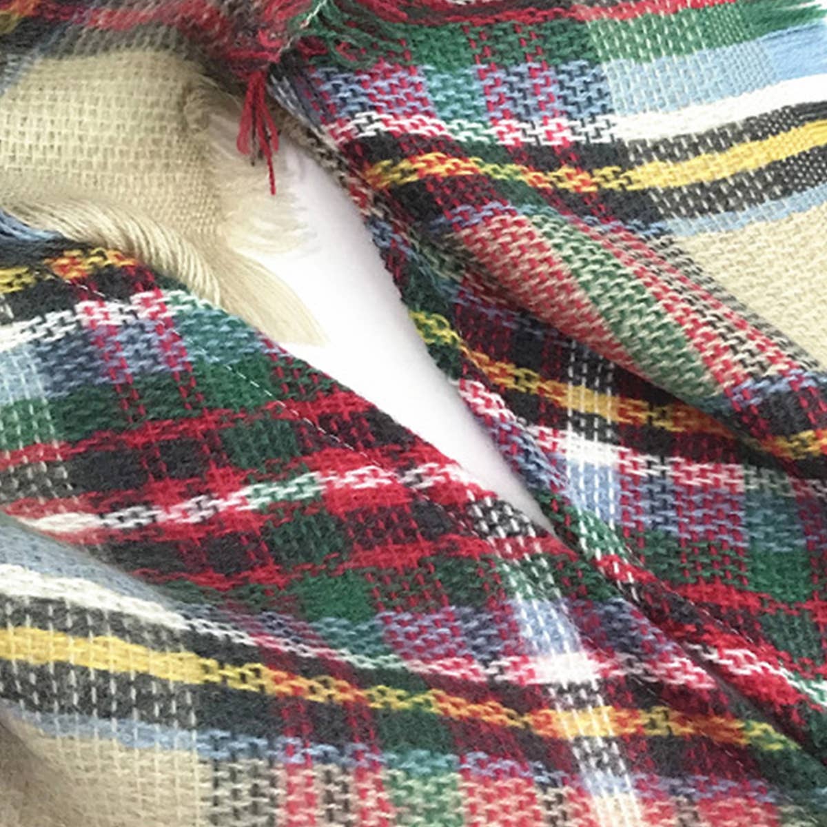 RAINBOW PLAID SCARF TRIANGLE WINTER SHAWL_CWASC0116