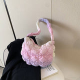 PINK OMBRE PUFFY TOTE BAG QUILTED HANDBAG_CUAB00520