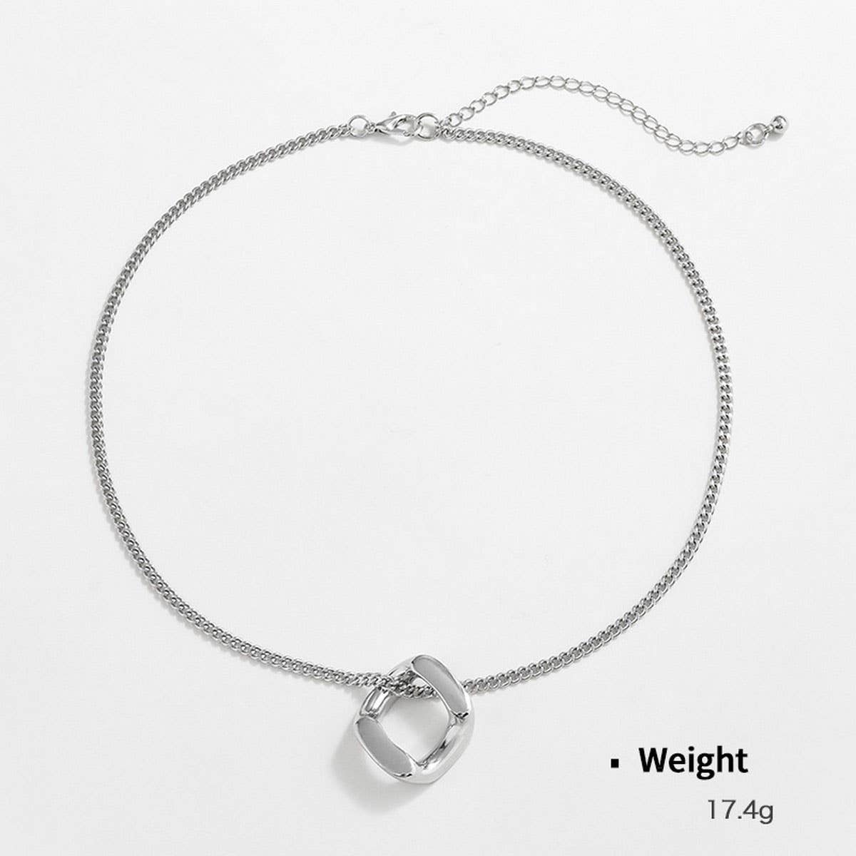 GEOMETRIC LINK PENDANT NECKLACE JEWELRY SET_CWAJE2926