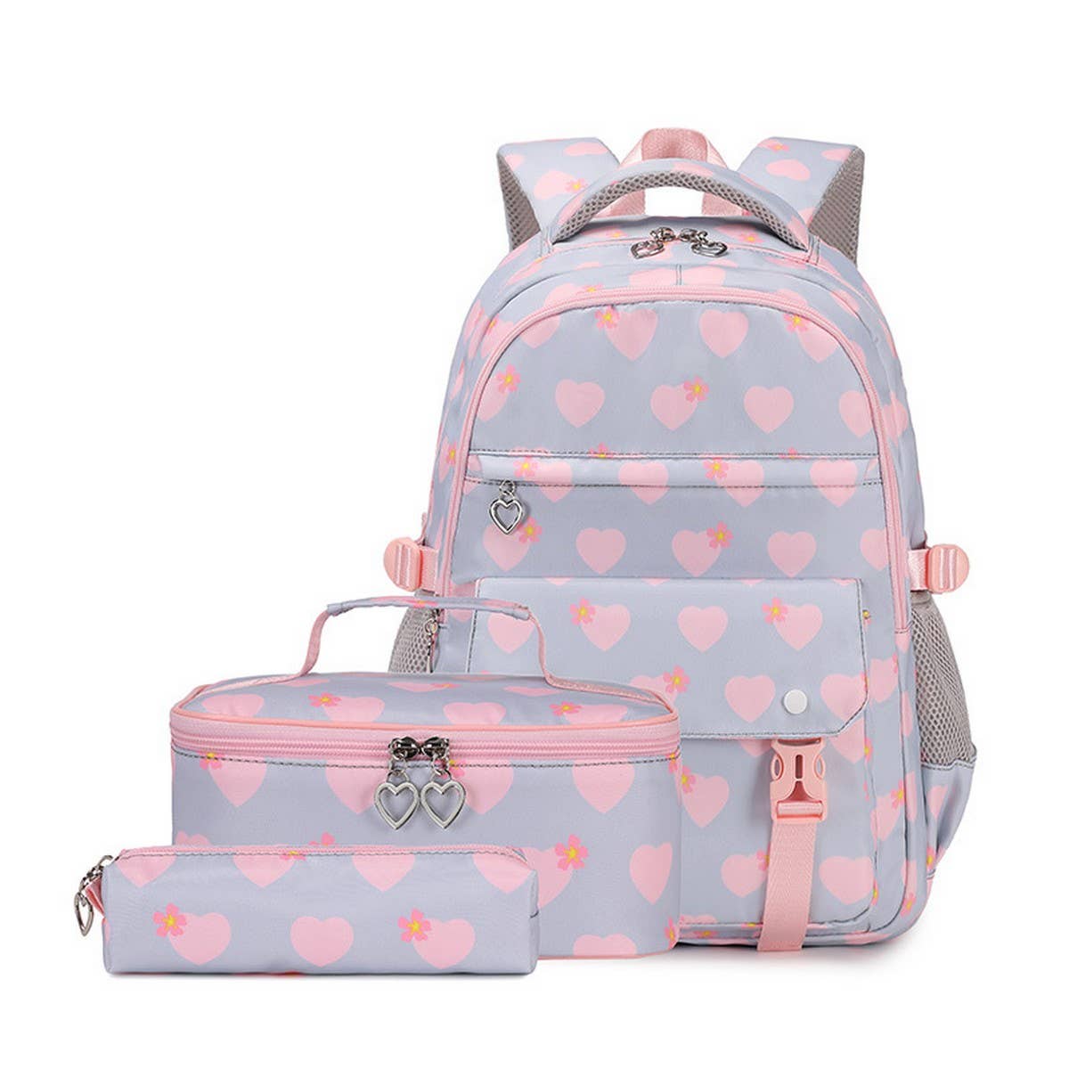 GIRLS BACKPACKS FOR SCHOOL 3 PIECE HEART DESIGN_CWAB5390