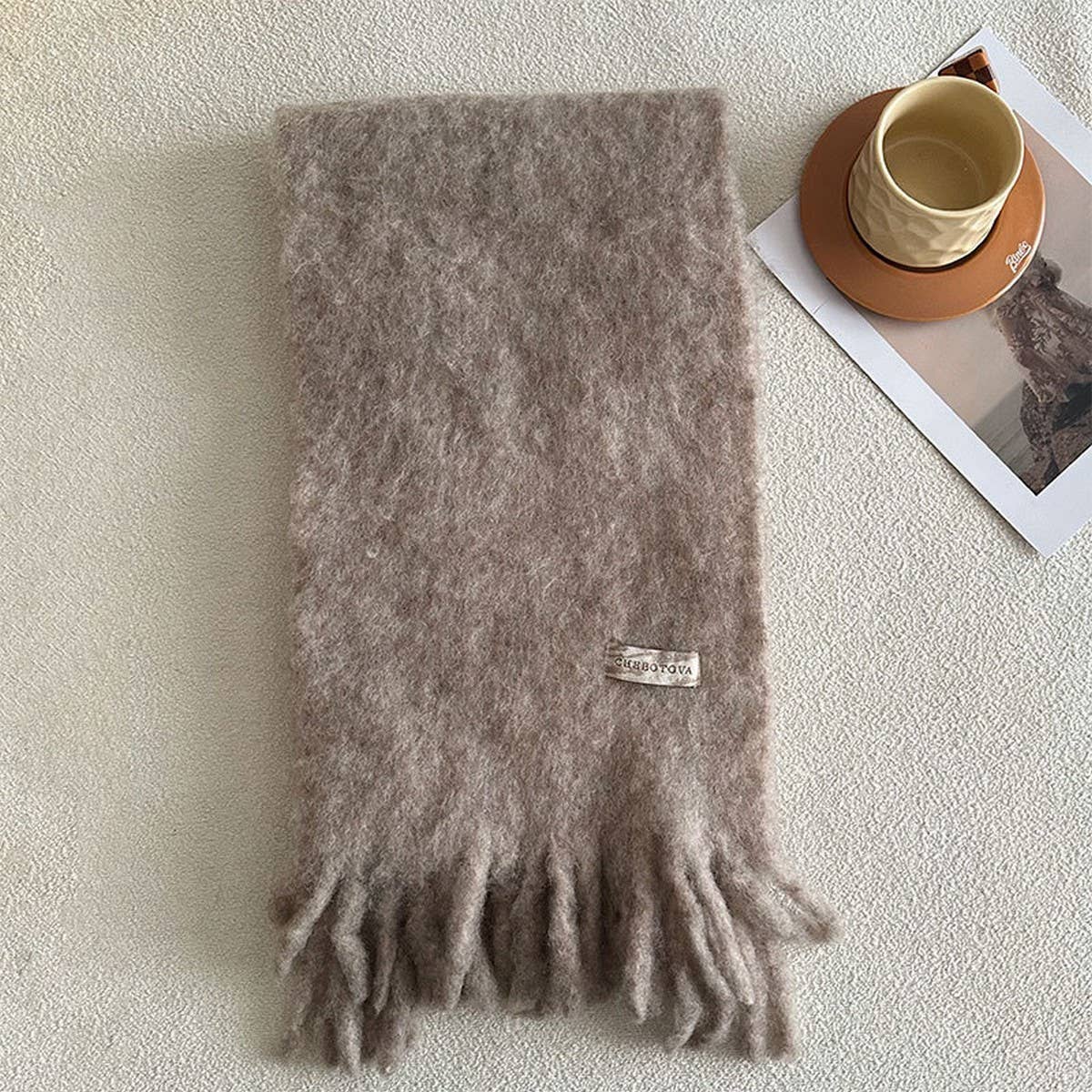 CHUNKY WOOL BLEND SCARF FOR WINTER SOLID COLOR_CWASC2361