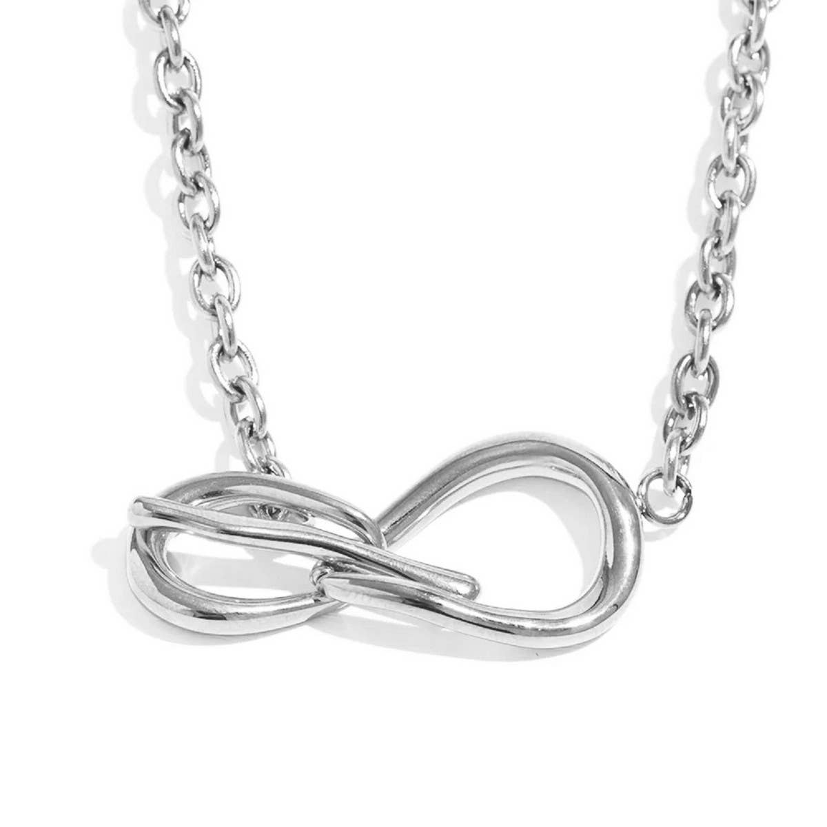 Titanium Steel Necklace With Bow Pendant_Cwmm5653