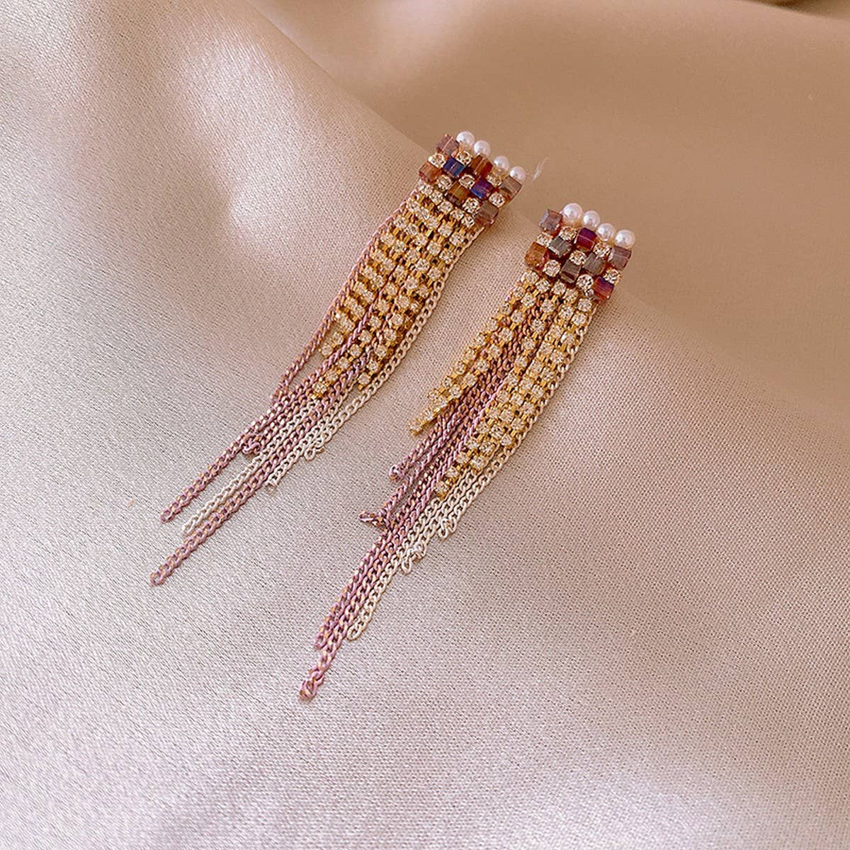 CRYSTAL TASSEL FASHION LIGHT LUXURY EARRINGS_CWAJE2362