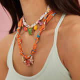 SILK SCARF NECKLACE WITH BUTTERFLY PENDANT_CWMM8799