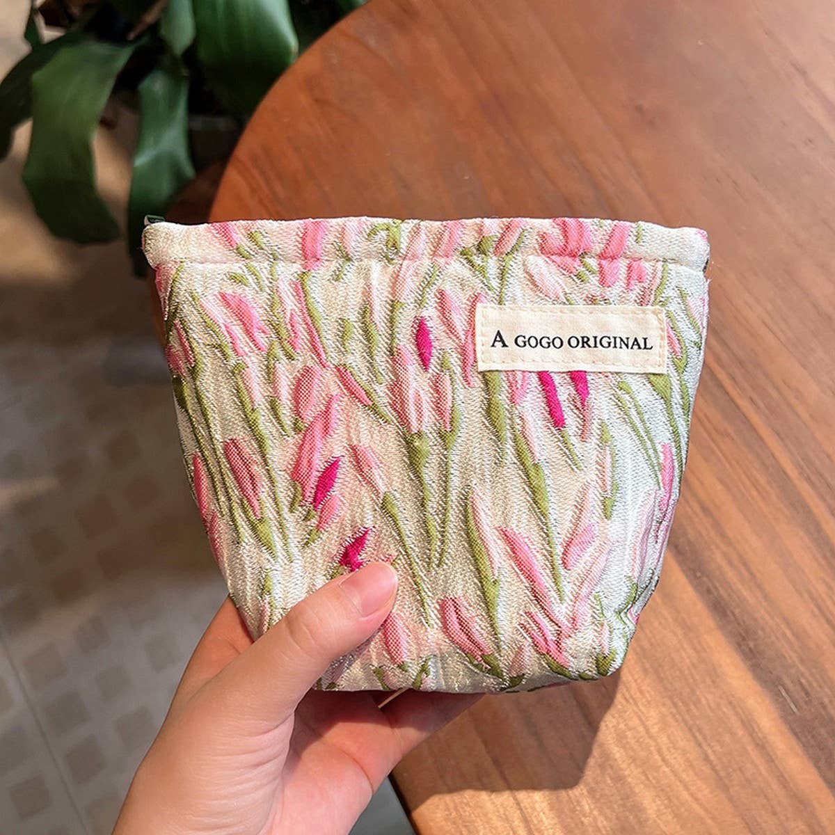 Pink Tulip Makeup Bag Large Travel Cosmetic Pouch_Cuab00653