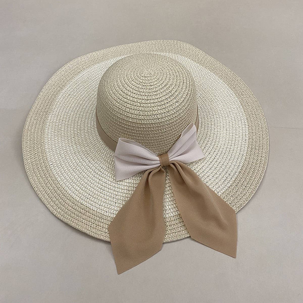 SUMMER OUTDOOR BOW SUN PROTECTION STRAW HAT_CWAH3565