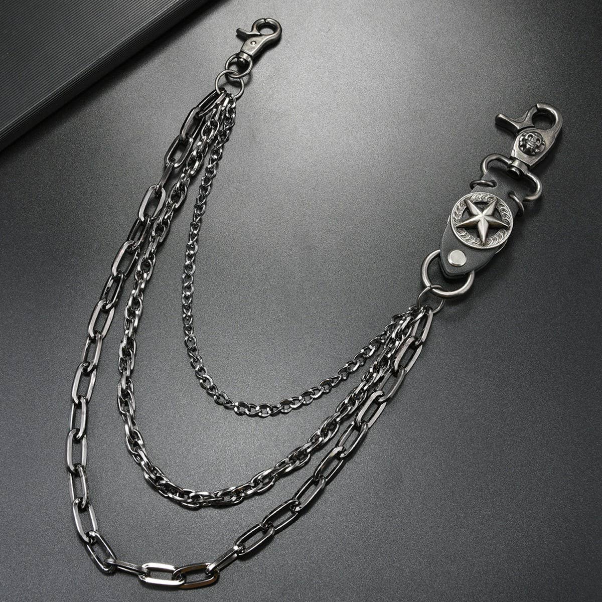 HIP HOP FIVE POINTED STAR THREE LAYER JEANS CHAIN_CWMM4869