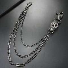 HIP HOP FIVE POINTED STAR THREE LAYER JEANS CHAIN_CWMM4869