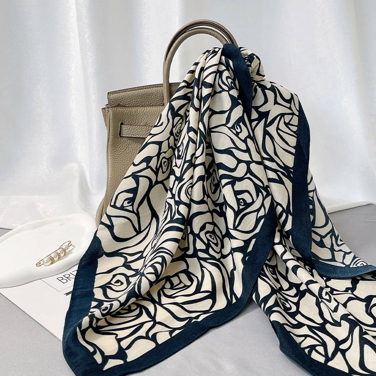 Velvet Rose Print Scarf Elegant Fall/Winter Wrap_Cwasc0894