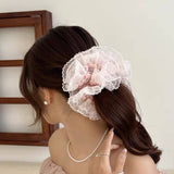 Colorful Floral Ruffled Hair Tie Elastic Durable_Cwaha07530