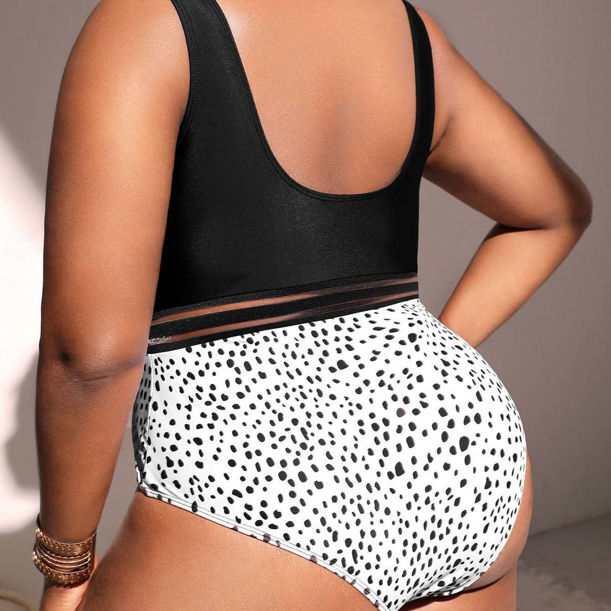 SIMPLE PRINTED ONE PIECE BIKINI SWIMSUIT_CWMW0230