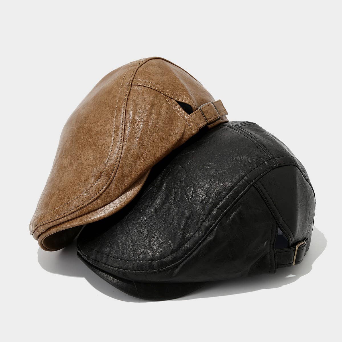 Vintage Leather Newsboy Beret Hat Unisex_Cwah04625