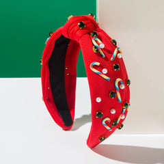 Xmas Candy Cane Rhinestone Wide Headband_Cwaje05882