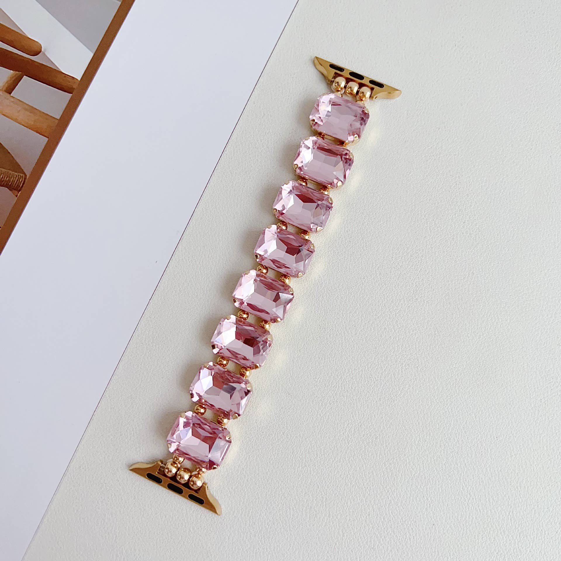 APPLE WATCH 9 RHINESTONE WHITE STONE ELASTIC STRAP_CWASC1561