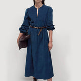Solid Color Corduroy Long Long-Sleeved Dress