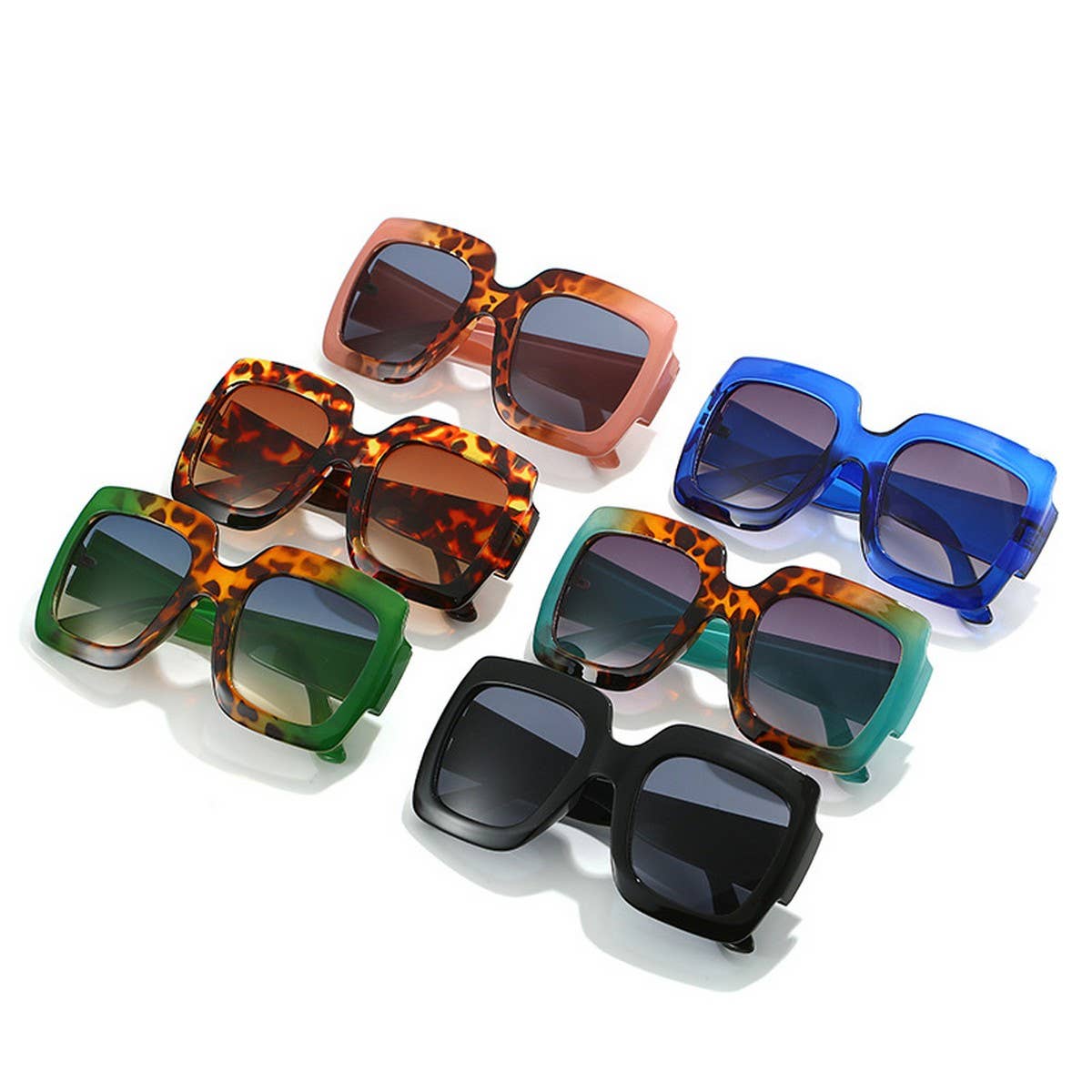 SIMPLE SQUARE FRAME COLOR BLOCK SUNGLASSES WOMEN_CWASG0258