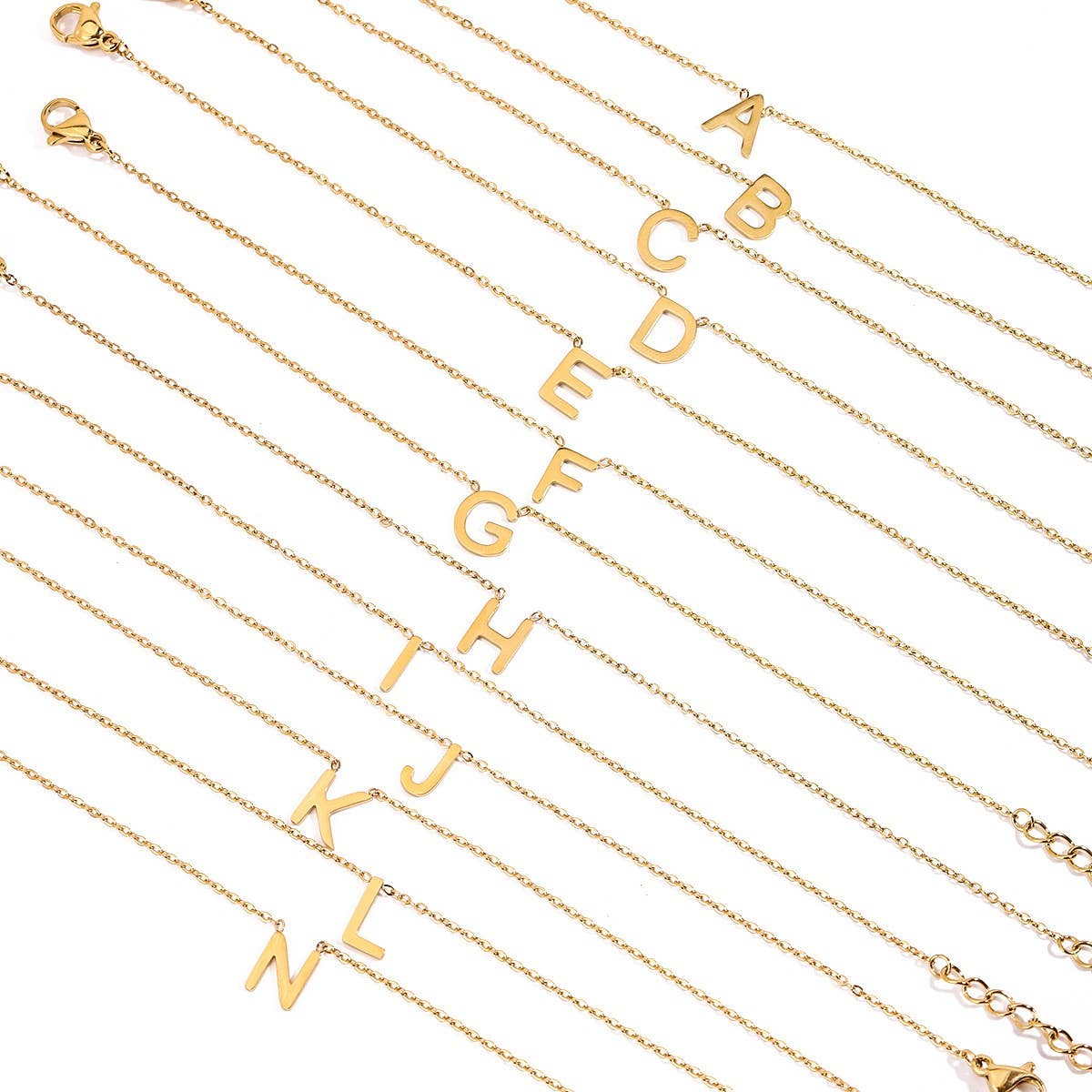 18K GOLD TITANIUM LETTER NECKLACE BRACELET SET_CWAJE4743