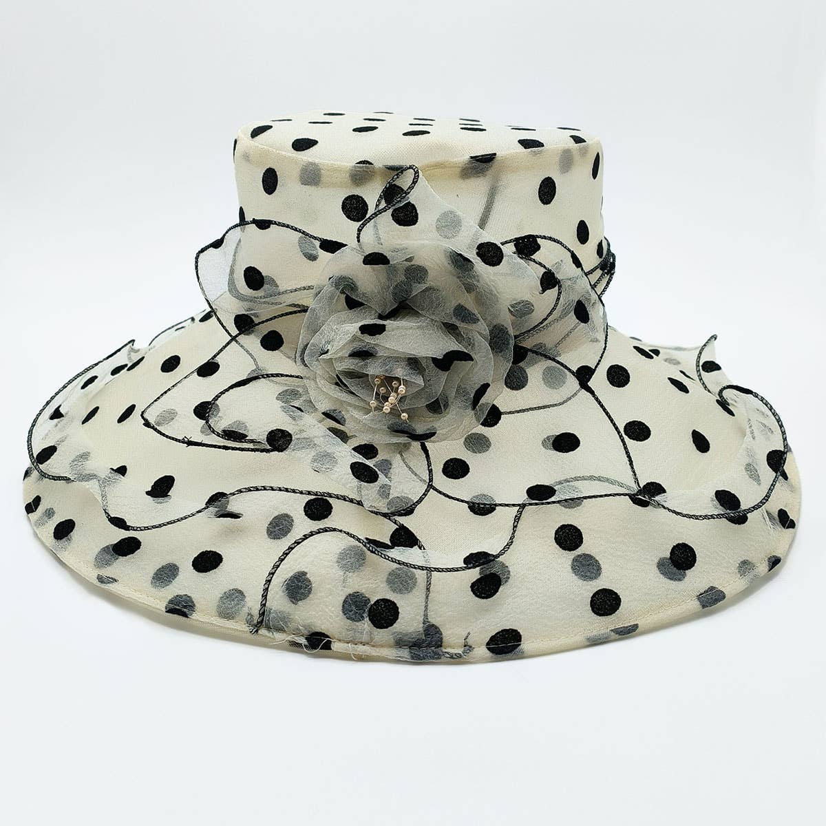 Women Mesh Wavy Edge Beach Sun Hat_Cwah1209