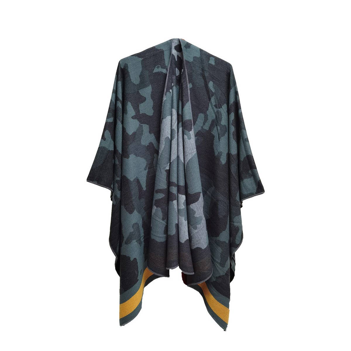 CAMOUFLAGE STRIPED WARM SPLIT SHAWL CLOAK_CWASC0284