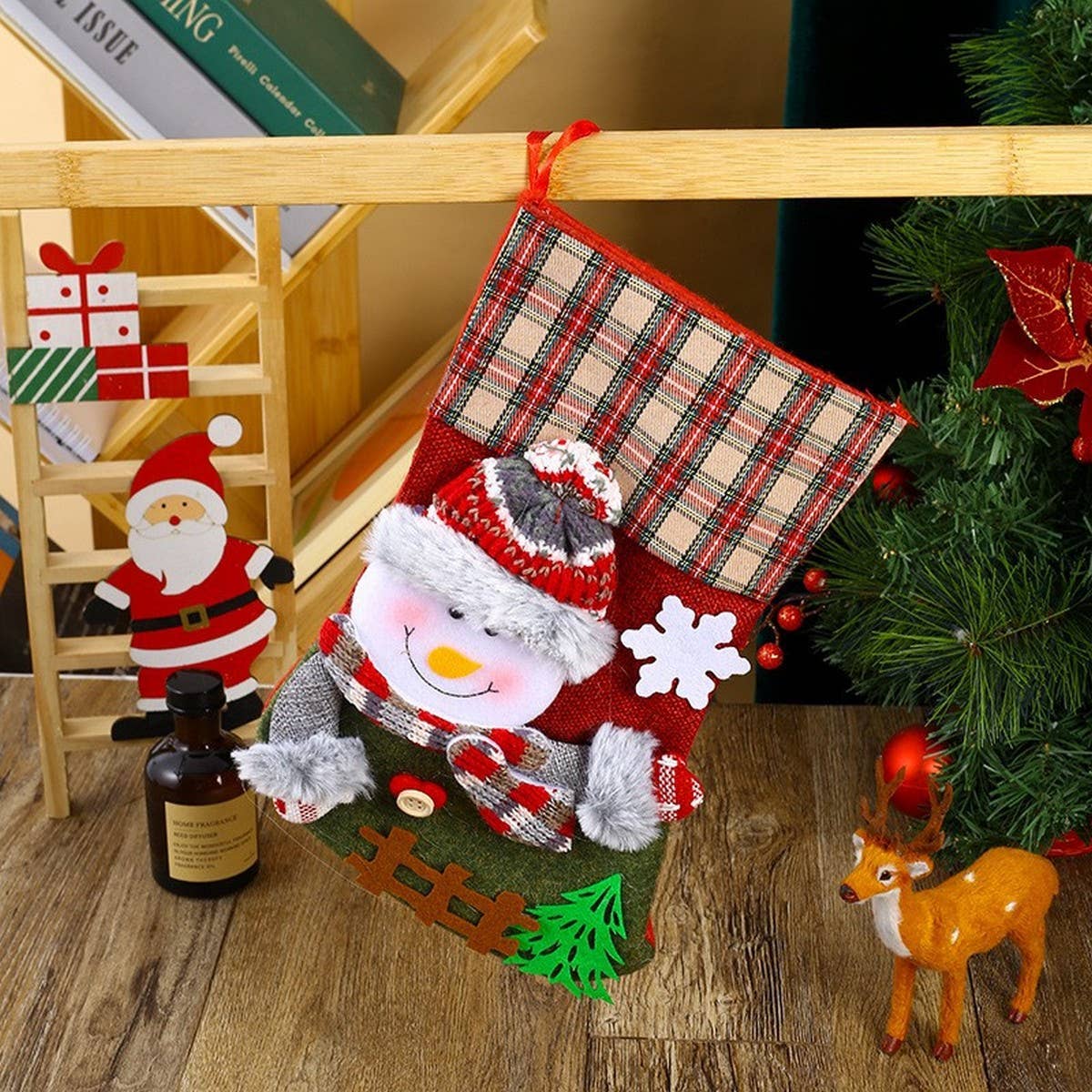 SEQUINED 3D SANTA CLAUS CHRISTMAS STOCKINGS_CWMS1425