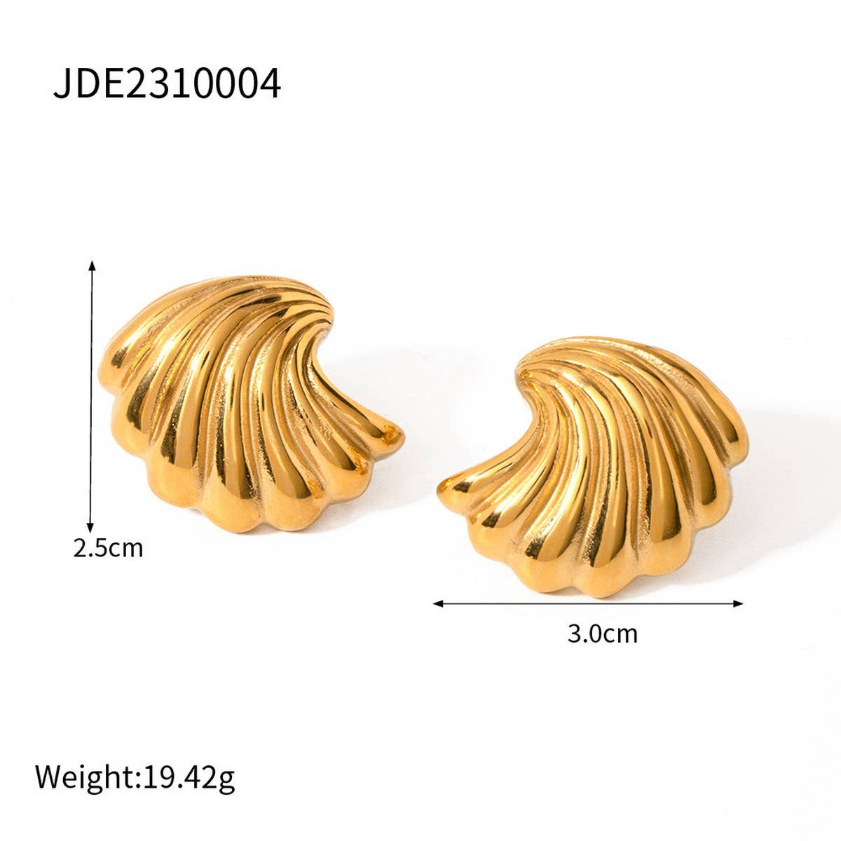 FASHIONABLE GEOMETRIC STRIPED WAVE SHELL EARRINGS_CWAJE1801