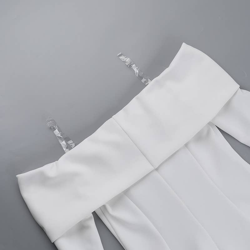 Solid-Color Strapless Long-Sleeved Short Dress