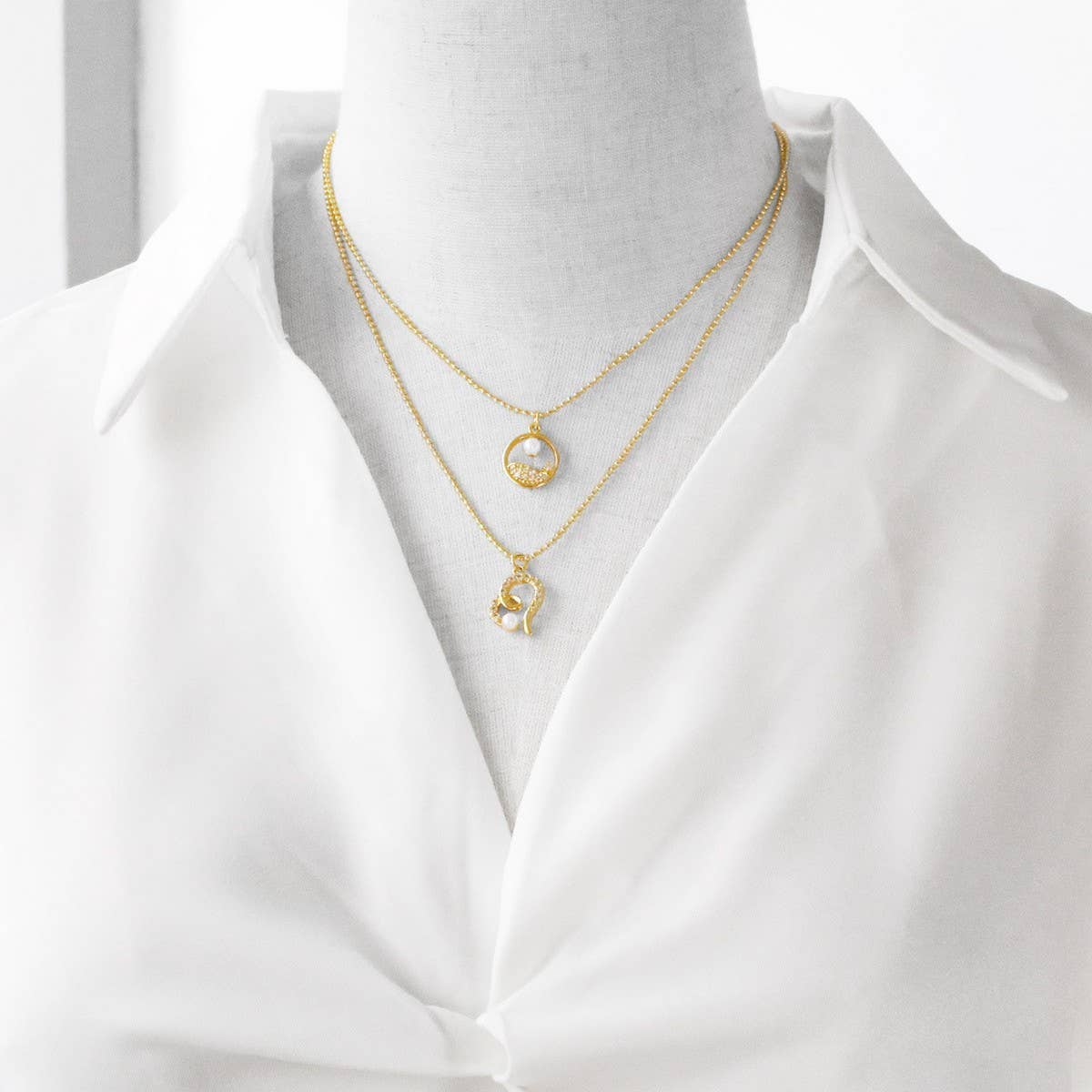 FLOWER PEARL INLAID ZIRCONIUM PENDANT NECKLACE_CWAJE0904