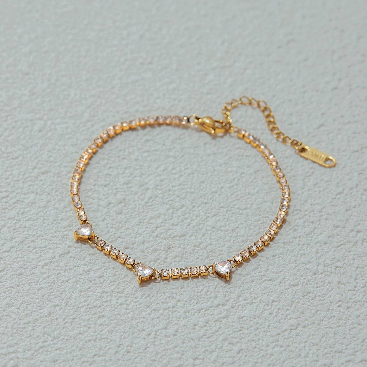 18K GOLD TITANIUM HEART ZIRCON BRACELET LUXURY_CWAJE4718