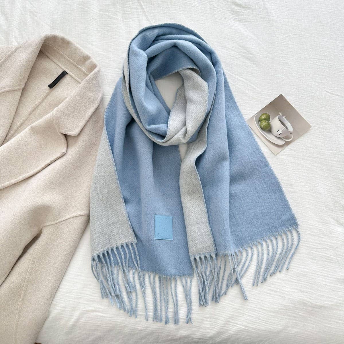 Cwasc03138_Winter Wool Reversible Tassel Scarf For Couples