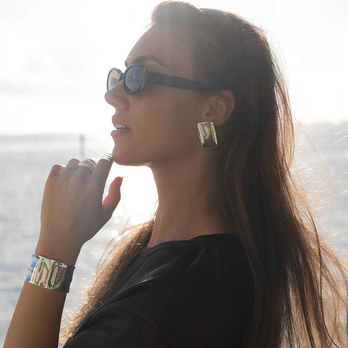 EXAGGERATED FASHIONABLE GEOMETRIC SQUARE EARRINGS_CWAJE1356