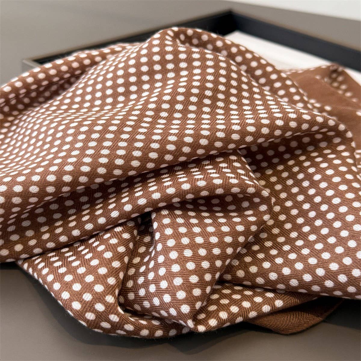 Elegant Polka Dot Herringbone Cotton Neck Scarf_Cwasc03432