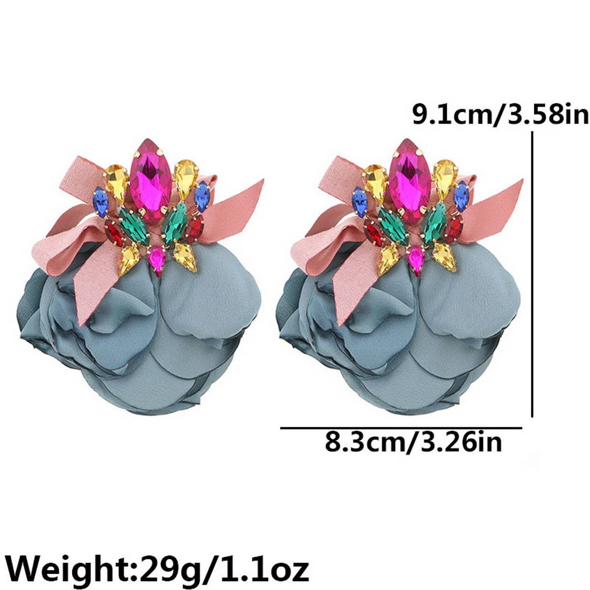 HANDMADE FABRIC FLOWER EARRINGS BOLD DROP DESIGN_CWMM6162