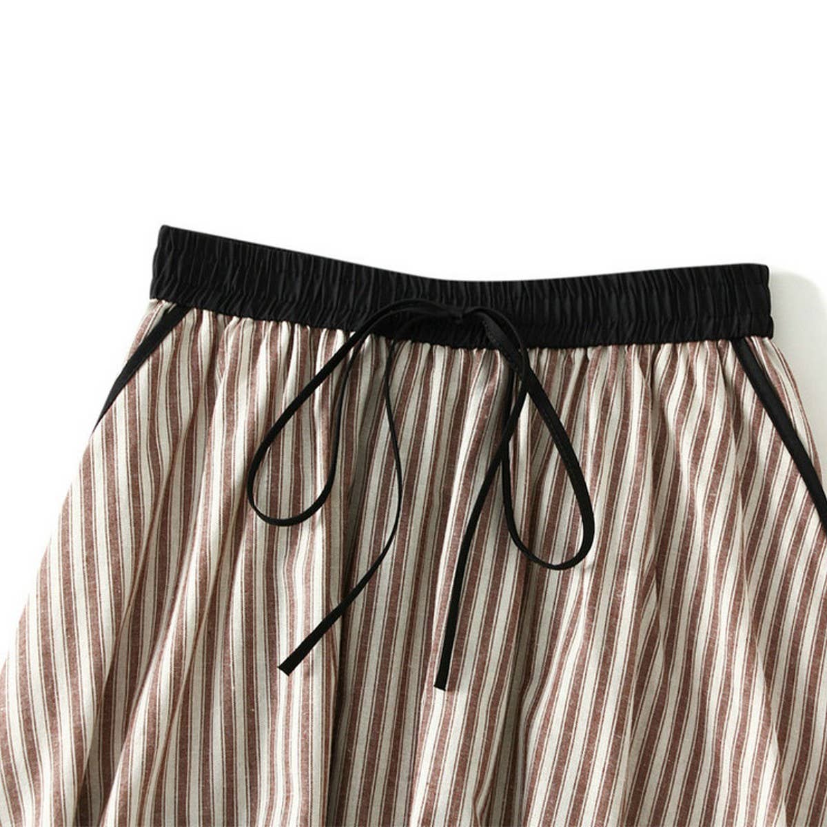 A LINE MID LENGTH STRIPED FLOWER BUD LANTERN SKIRT_CWBMS0298