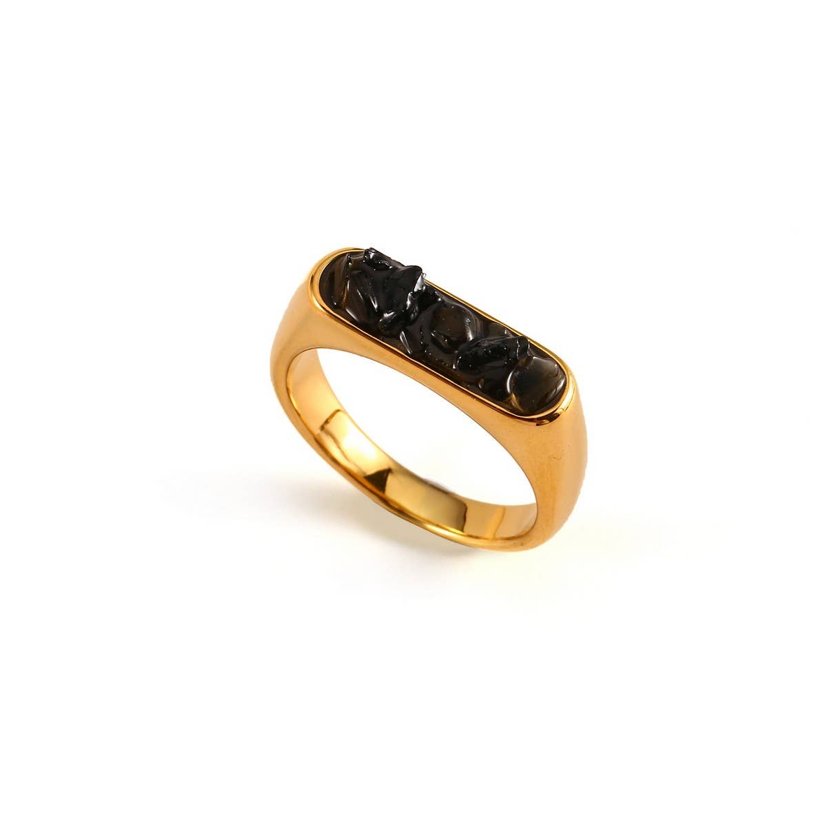 DESIGNER 18K STEEL RING WITH CRUSHED GEMSTONE_CWMM8933