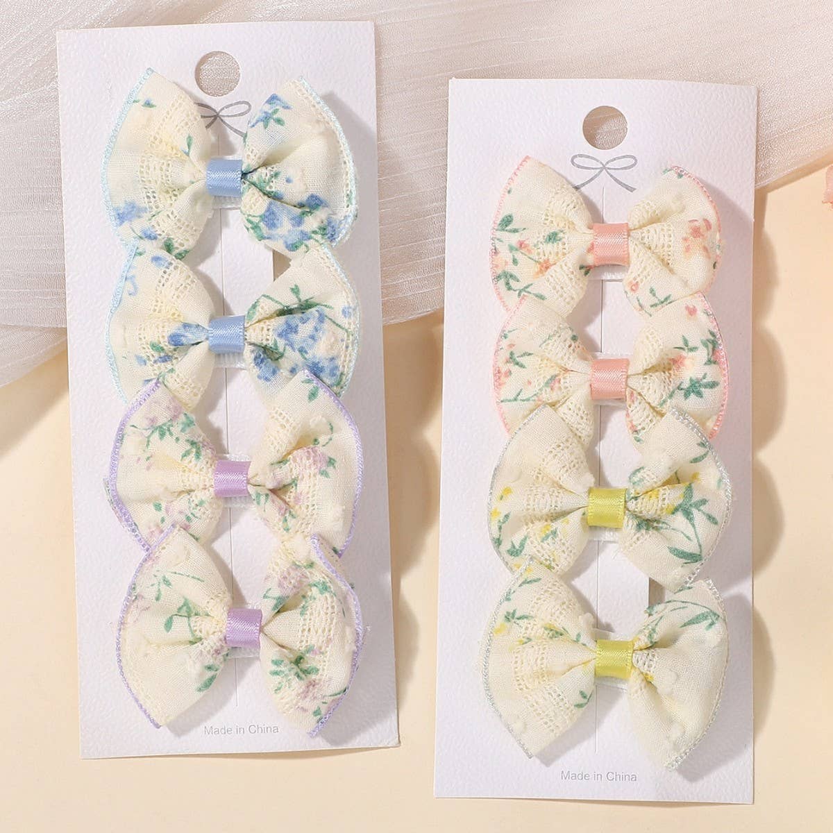 KIDS EMBROIDERED BOW HAIR CLIP SET HANDMADE_CWAHA6716