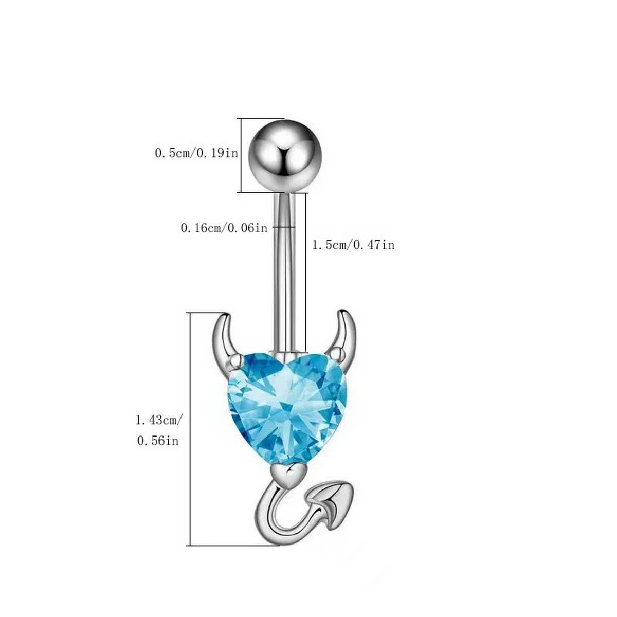 DEVIL HEART ZIRCON BELLY BUTTON PIERCING RING_CWMM9229