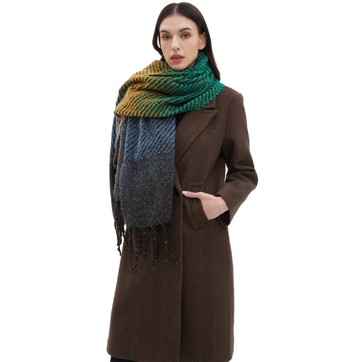 GRADIENT TASSEL SCARF FOR WOMEN WINTER SHAWL_CWASC0858