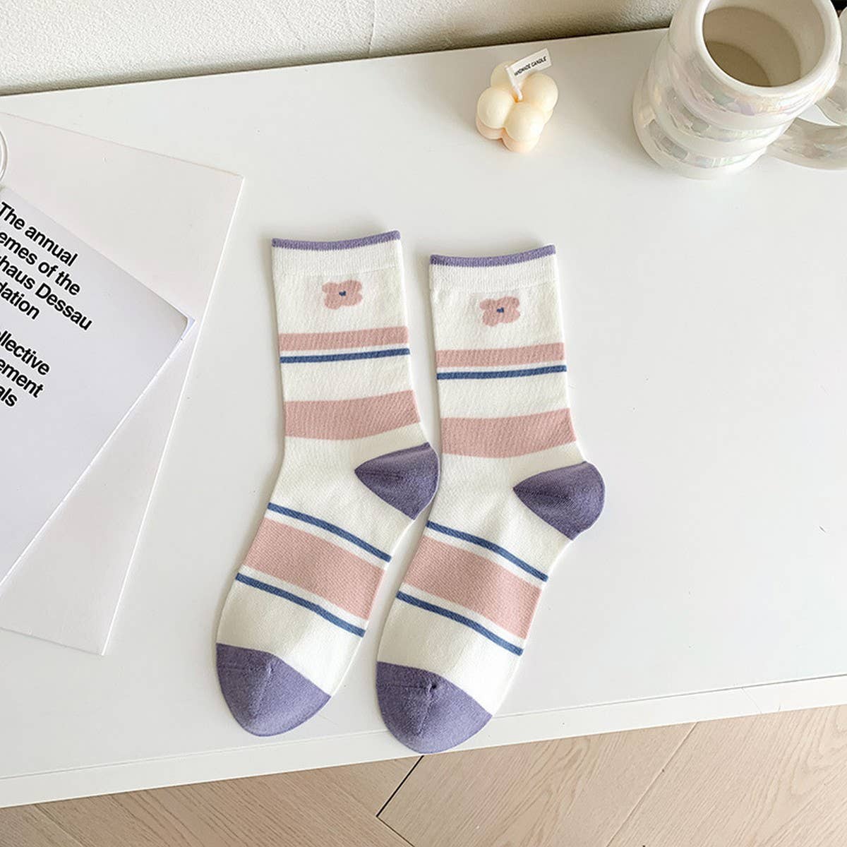 CUTE CARTOON PATTERN PURE COTTON MID CALF SOCKS_CWMS0539