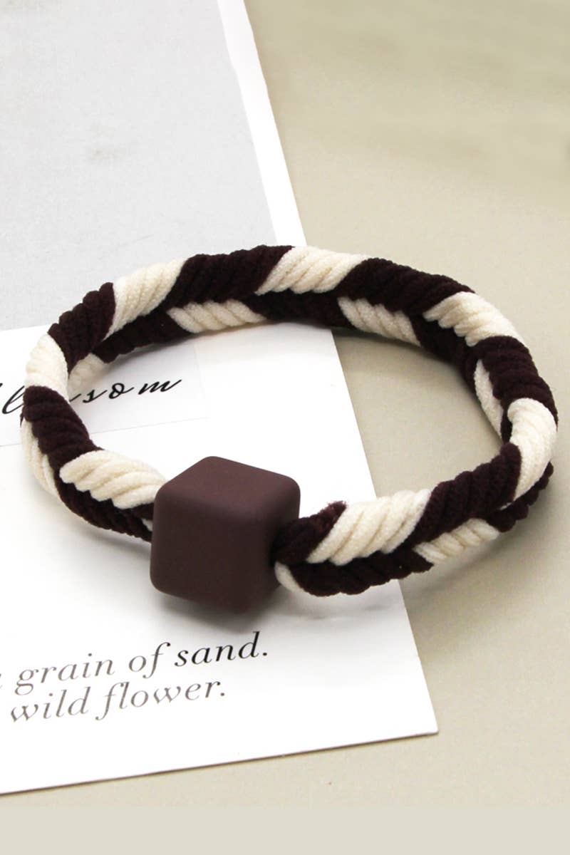 5PCS WOMEN TWO TONE BRAIDED CASUAL HAIR TIE_CWAHA0171