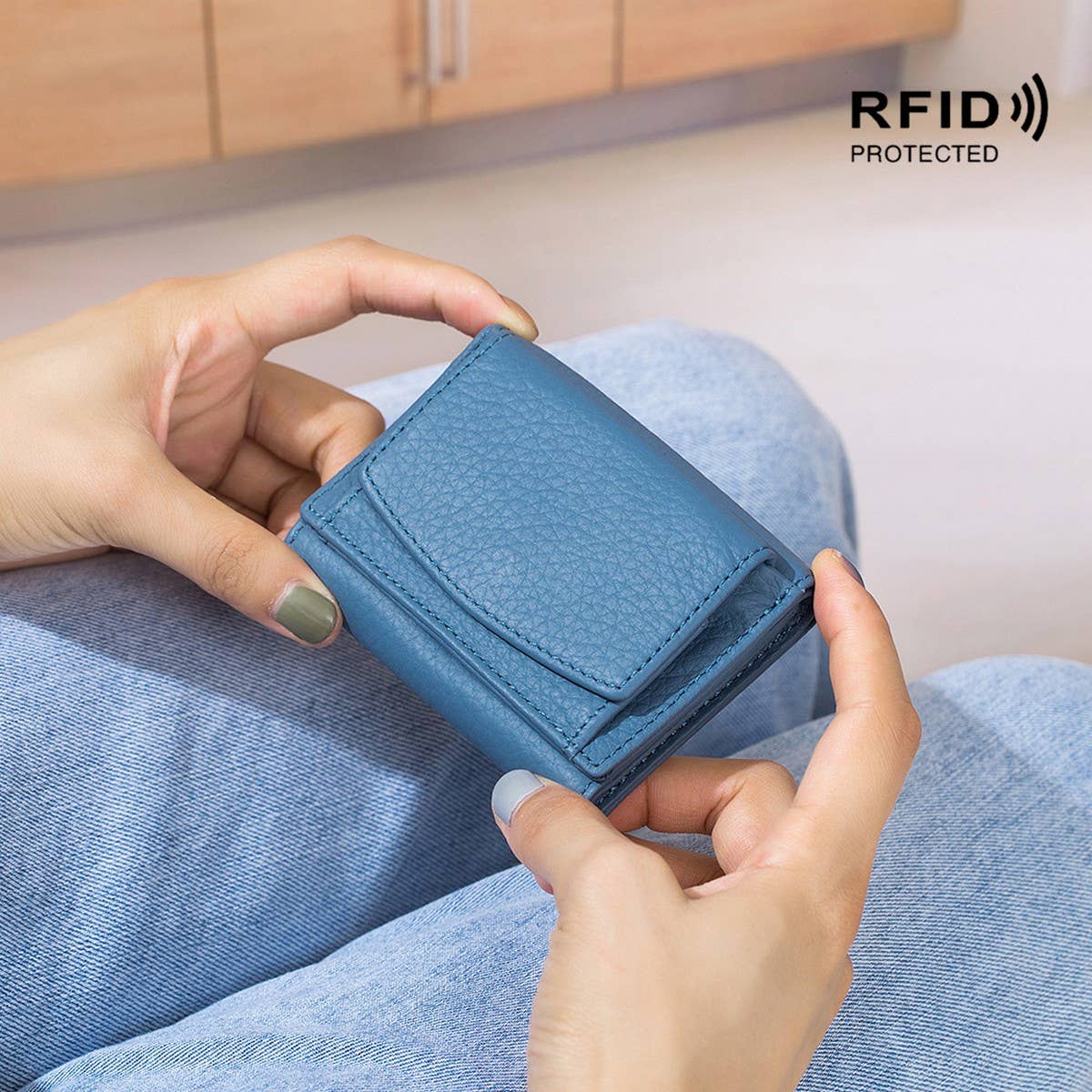 SHORT RFID COIN POCKET WALLET MINI LEATHER WALLET_CWAB3700