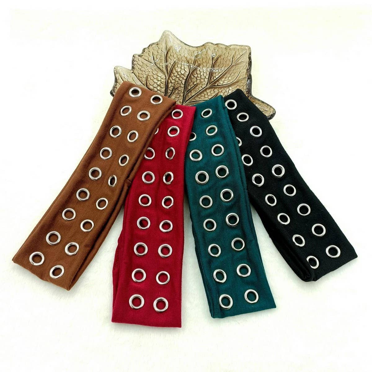 ELASTIC FABRIC WITH EYELETS PUNK HEADWRAP_CWAHA6306