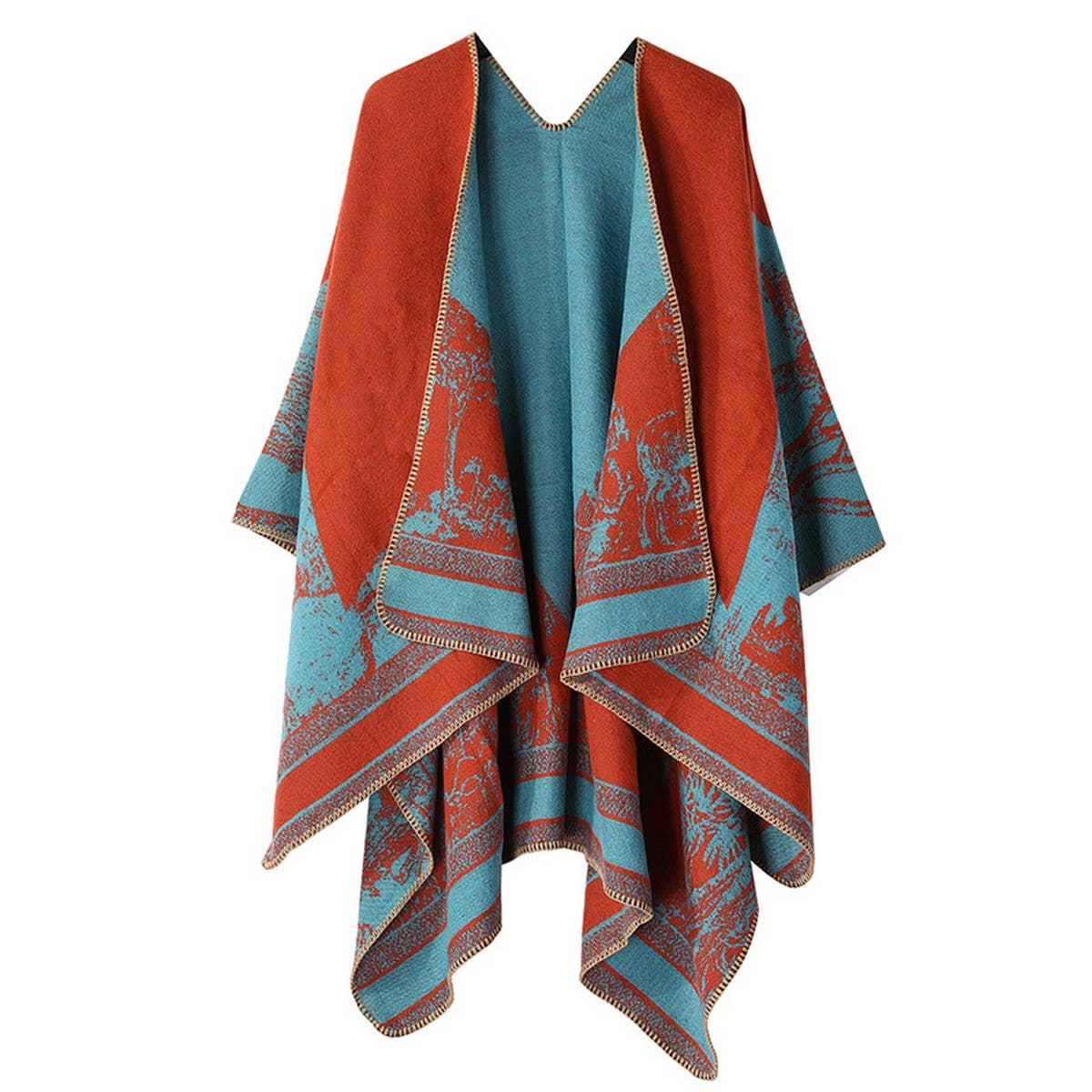 CAPE DARK DOUBLE SIDED WARM OUTER WEAR THICK SHAWL_CWASC2116