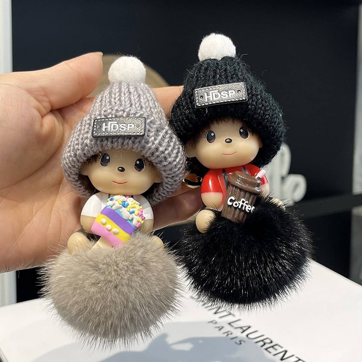 CUTE CARTOON MONCHHICHI CAR KEYCHAIN PENDANT_CWMM2502