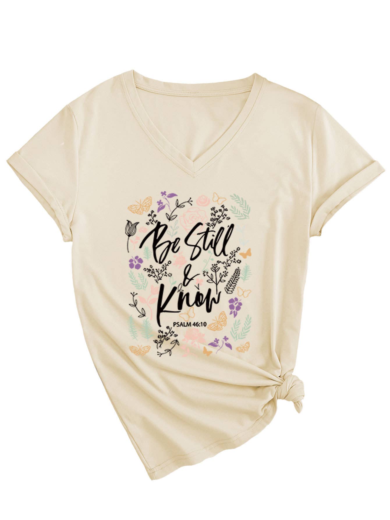 V-Neck Be Still Know Short-Sleeved T-Shirt