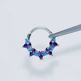 Zircon Amethyst Nose Hoop Ring Closed Style_Cwmm9508