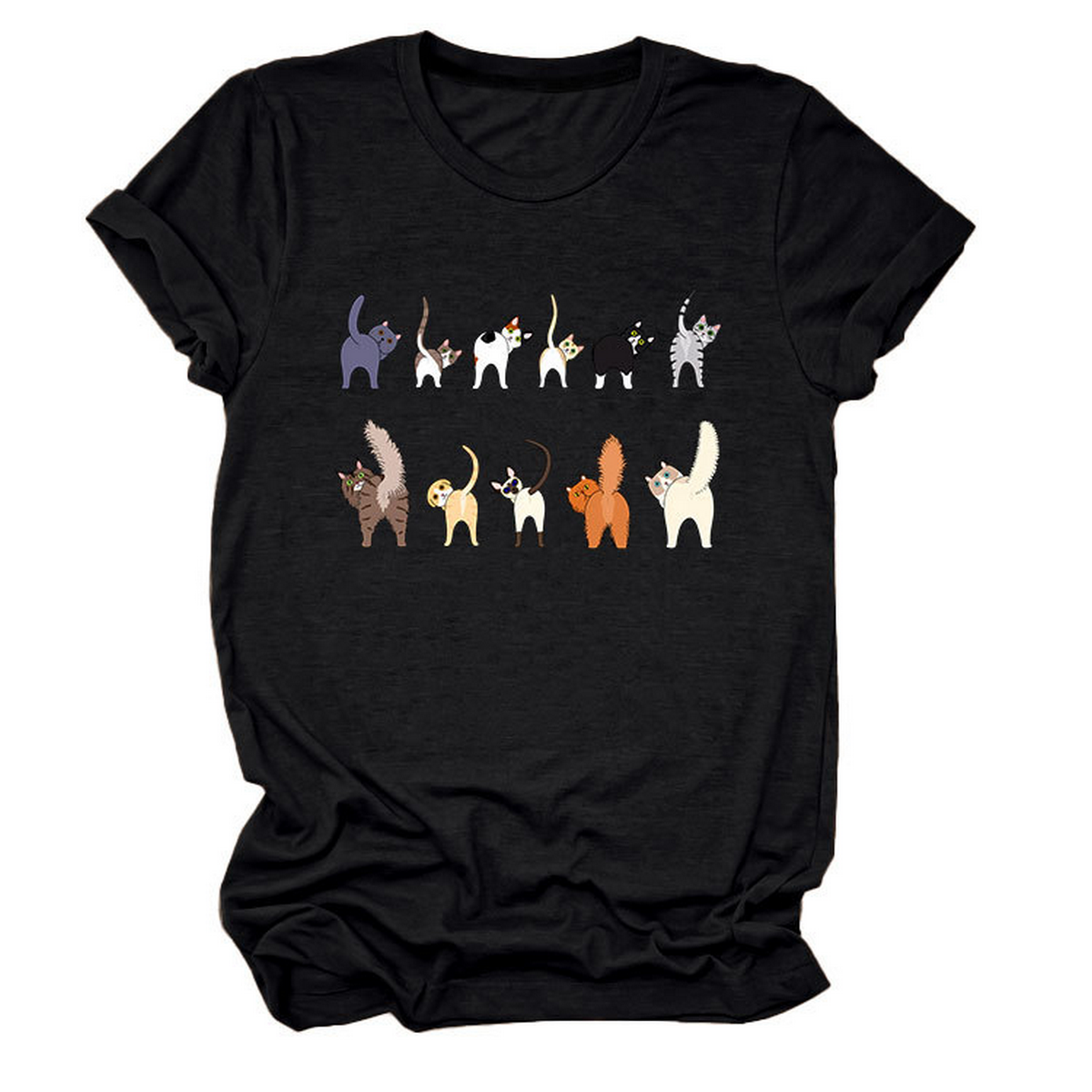 CUTE CAT GRAPHIC TEE 11 CATS TURN AROUND_CWTTS1495