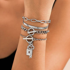 SNAKE BONE CHAIN VINTAGE KEY BRACELET NECKLACE_CWAJE1148
